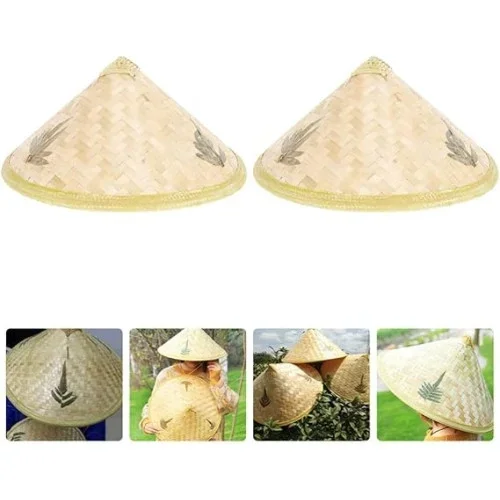 Şık Kamboçyalı Vietnam Şapkası 42 Cm Pvc Hasır