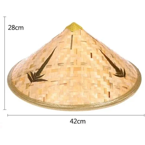 Şık Kamboçyalı Vietnam Şapkası 42 Cm Pvc Hasır