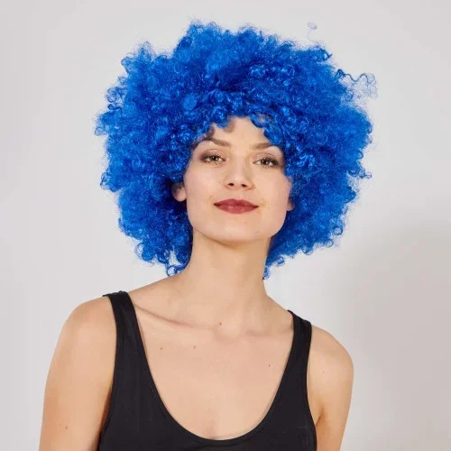 Kıvırcık Mavi Afro Bonus Peruk 120 Gram Parti Aksesuarı