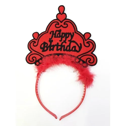 Neon Renkli Happy Birthday Taç 12 Adet Parti Aksesuarı