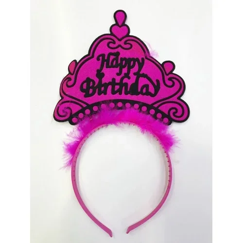 Neon Renkli Happy Birthday Taç 12 Adet Parti Aksesuarı