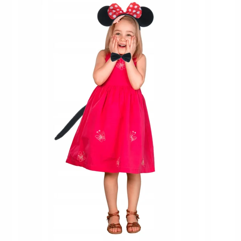 Eğlenceli Minnie Mouse Kostüm Seti Taç Kuyruk Papyon
