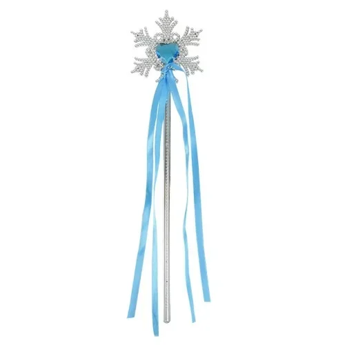 Masalsı Elsa Asası 34 Cm Mavi Kalp Taşlı Saten Kurdele