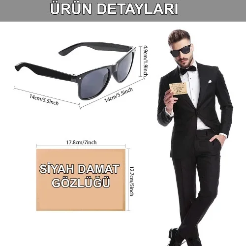 Şık Damat Gözlüğü Düğün Ve Bekarlığa Veda Partisi Aksesuarı