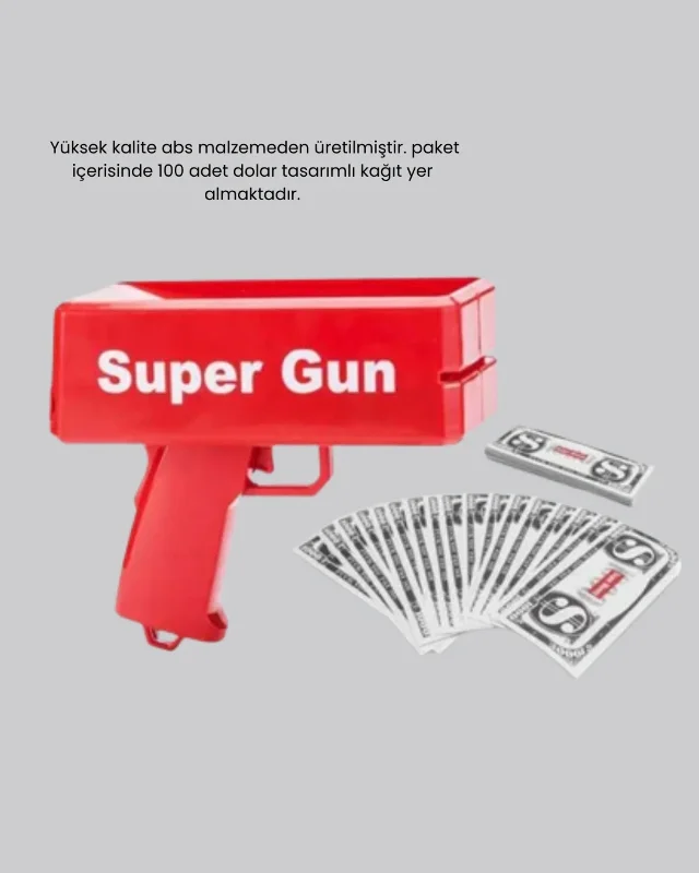 Eğlenceli Para Saçma Tabancası 100 Adet Dolar Kağıdı İle