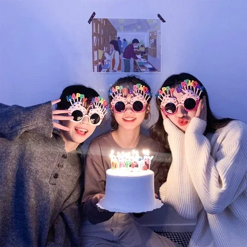 Fuşya Renkli Parti Gözlüğü 12x7 Cm Doğum Günü Aksesuarı