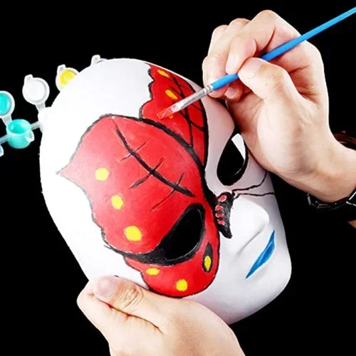 Boyanabilir Beyaz Cosplay Maske 24x18 Cm Tam Yüz