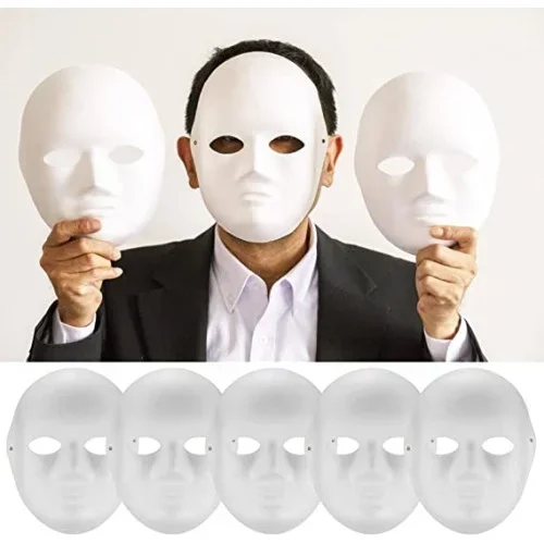 Boyanabilir Beyaz Cosplay Maske 24x18 Cm Tam Yüz