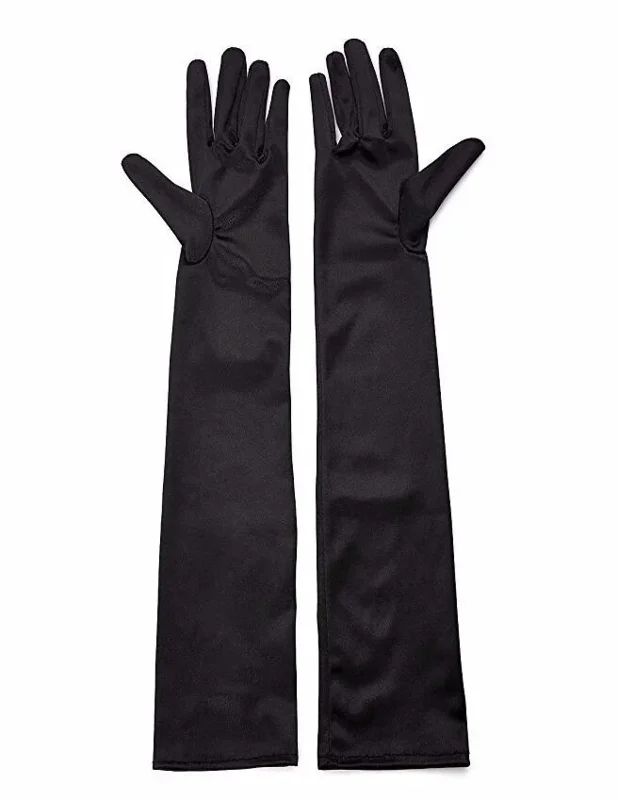 Şık Siyah Kumaş Eldiven 40 Cm Yetişkinler İçin