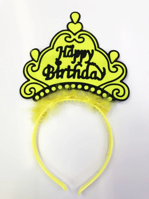 Neon Renkli Happy Birthday Taç 12 Adet Çocuklar İçin
