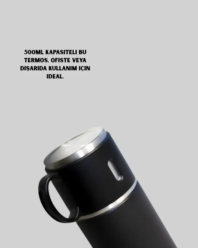 Isı Koruma Özellikli Çelik Termos Seti 500 Ml 2 Bardaklı