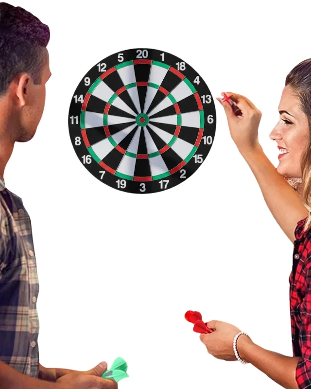 Şık Ahşap Dart Tahtası 12 İnç 4 Adet Metal Uçlu Ok