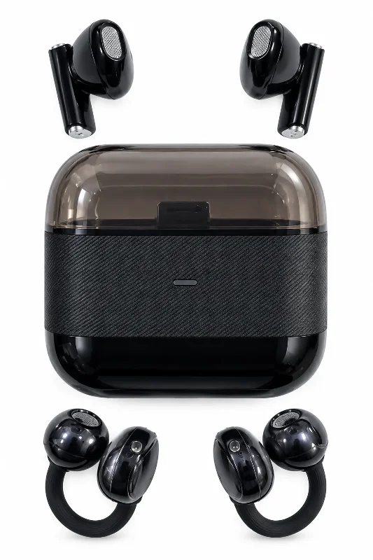 Şık Kablosuz Bluetooth Kulaklık 4'lü Set Klipsli Ve In Ear