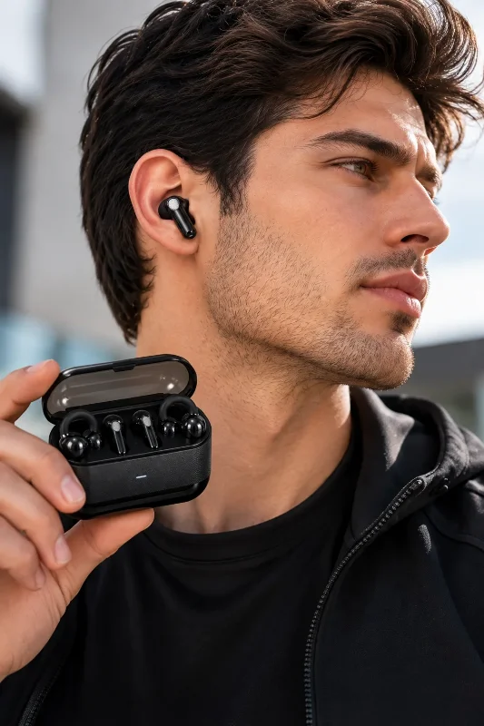 Şık Kablosuz Bluetooth Kulaklık 2'si 1 Arada Klipsli Ve Kulak İçi