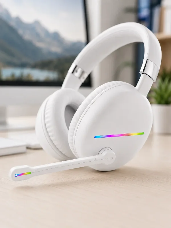 Ergonomik Beyaz Kablosuz Bluetooth Kulaklık Mikrofonlu