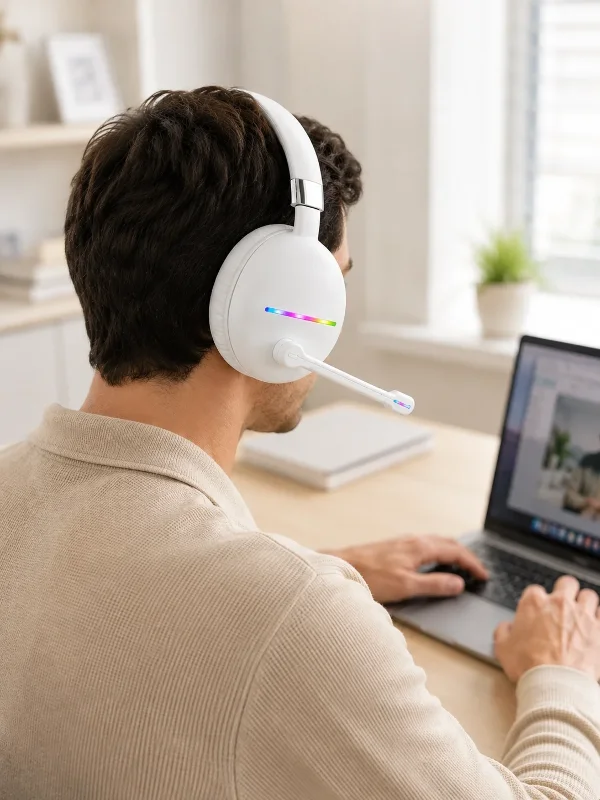 Mikrofonlu Bluetooth Kulaklık Beyaz Over-ear Type-c Şarjlı