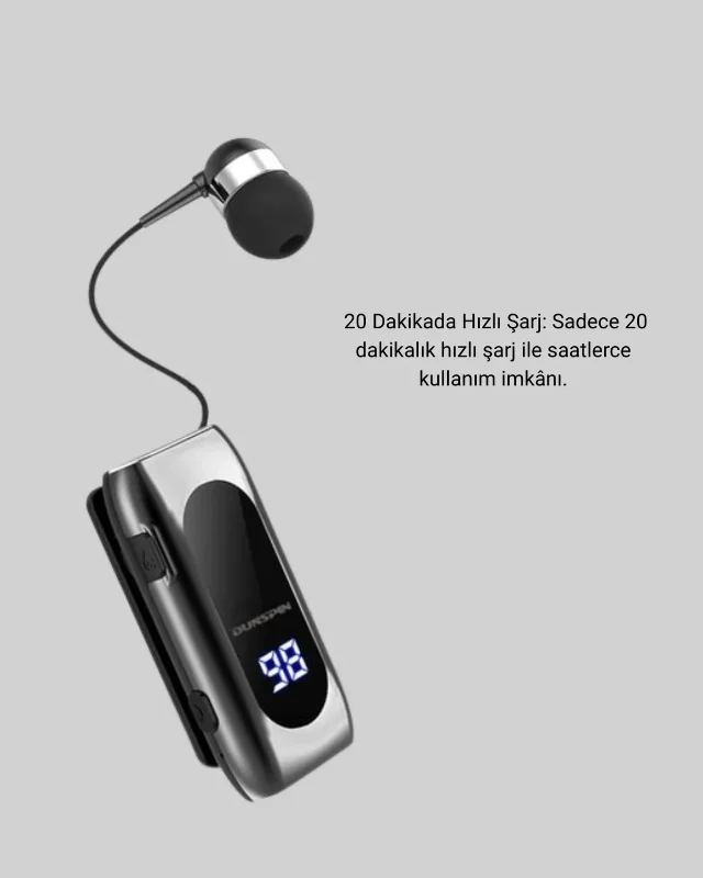 Bluetooth Kulaklık Dijital Göstergeli Klipsli Tasarım 25 Saat