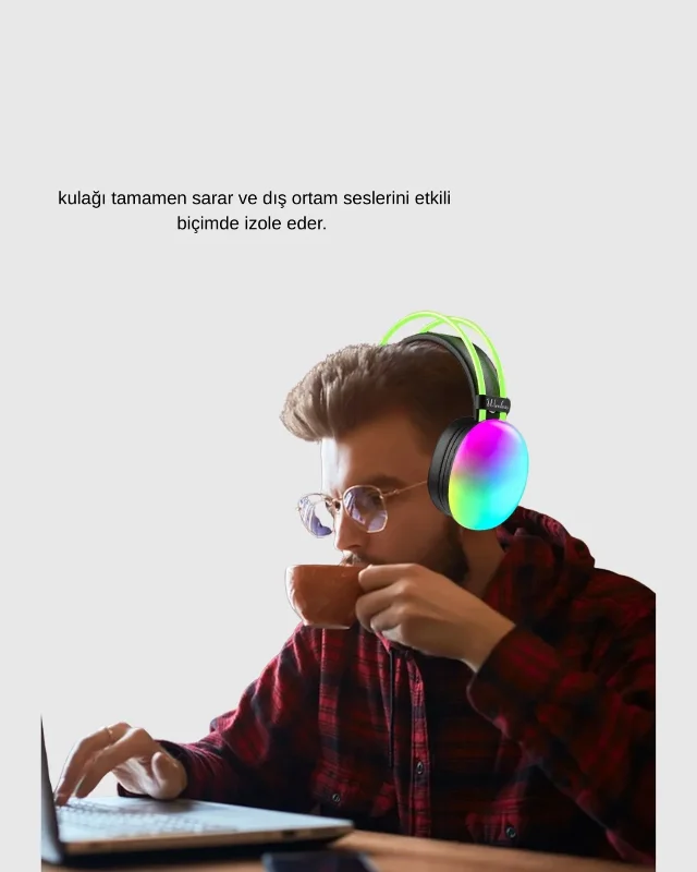Ergonomik Rgb Işıklı Kablosuz Kulaklık Bluetooth 5.3 Ipx4