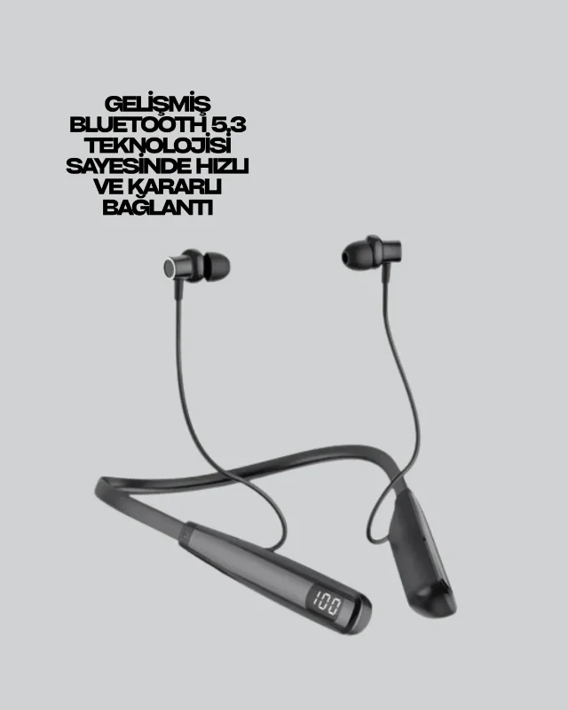 Boyun Askılı Kablosuz Bluetooth Kulaklık – Aktif Gürültü Önleme, Lcd E
