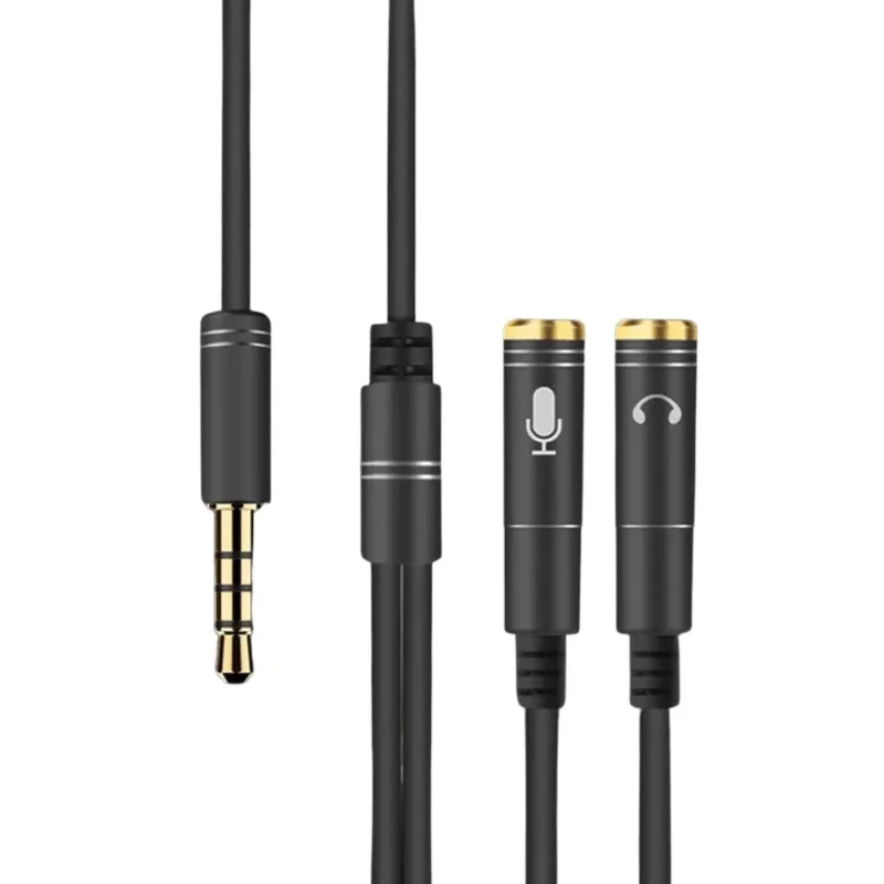 Siyah Örgü Kablo 1 Erkek 2 Dişi 3.5 Mm Aux Çoklayıcı