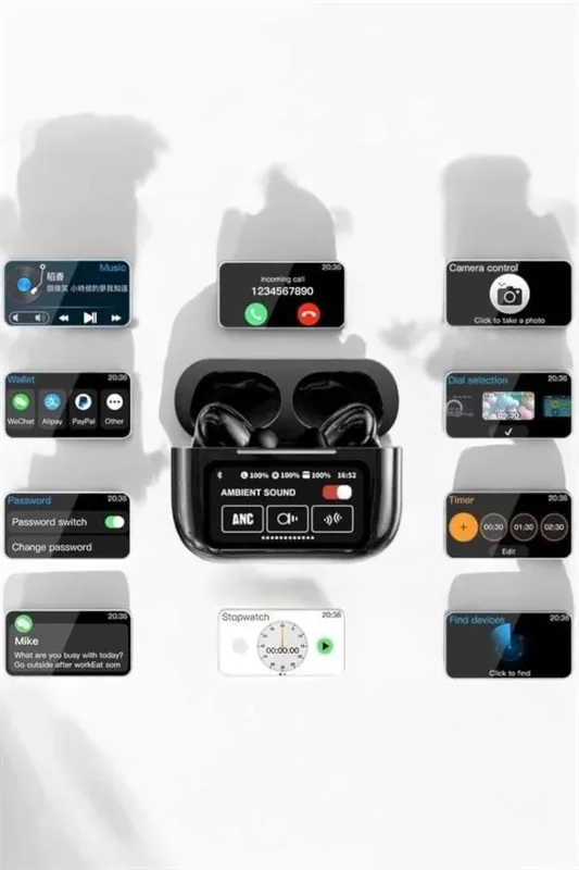 Kablosuz Dokunmatik Bluetooth Kulaklık Anc Ekranlı