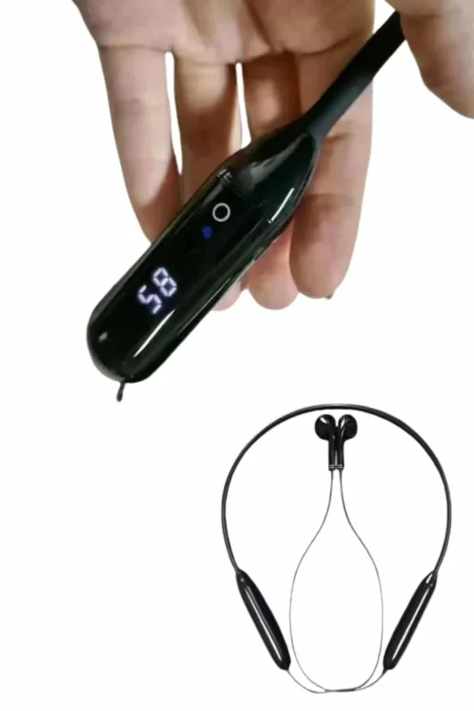 Dijital Göstergeli Kablolu Boyun Askılı Bluetooth Kulaklık 100 Saat