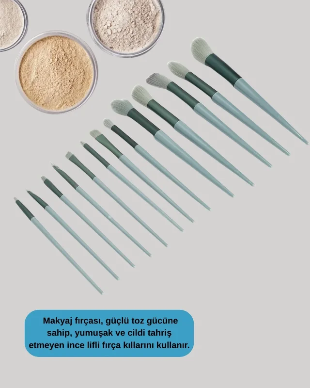 Pratik Tasarımlı 13'lü Makyaj Fırçası Seti