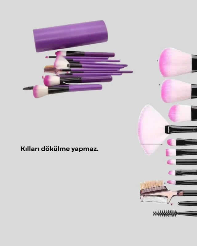 Yumuşak Kıllı Profesyonel Makyaj Fırça Seti 12 Adet