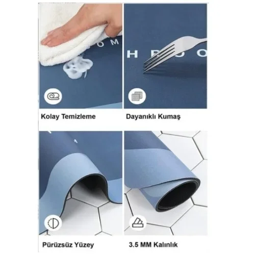 Kaymaz Tabanlı Nappa Banyo Paspası 40x60 Cm