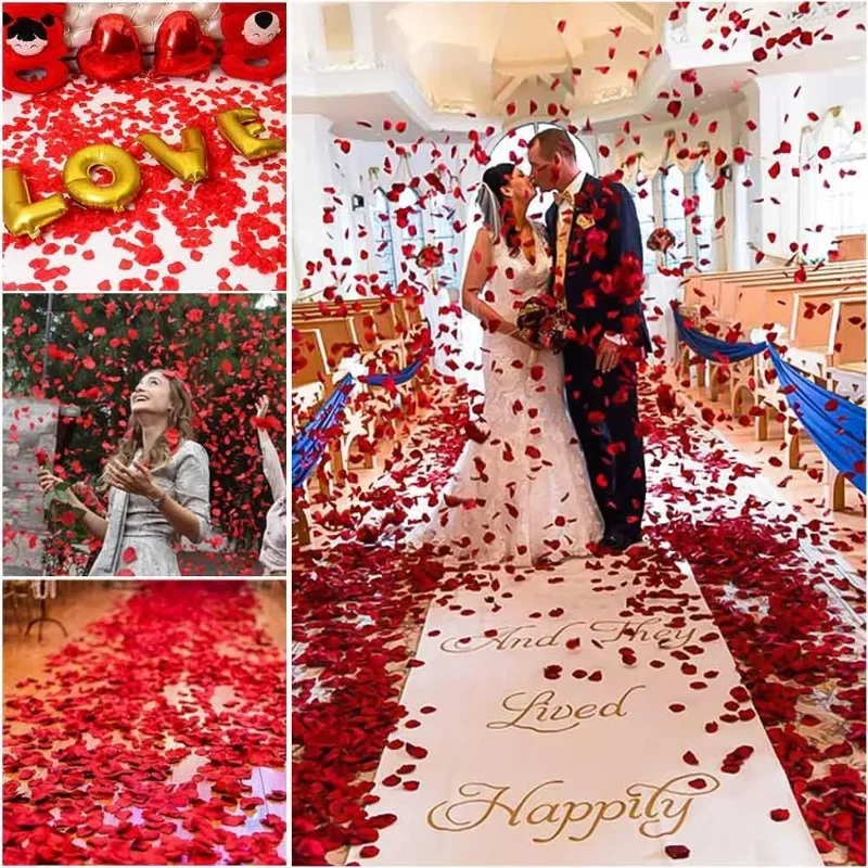 Romantik Kırmızı Gül Yaprağı Konfeti 500 Adet 5 Paket
