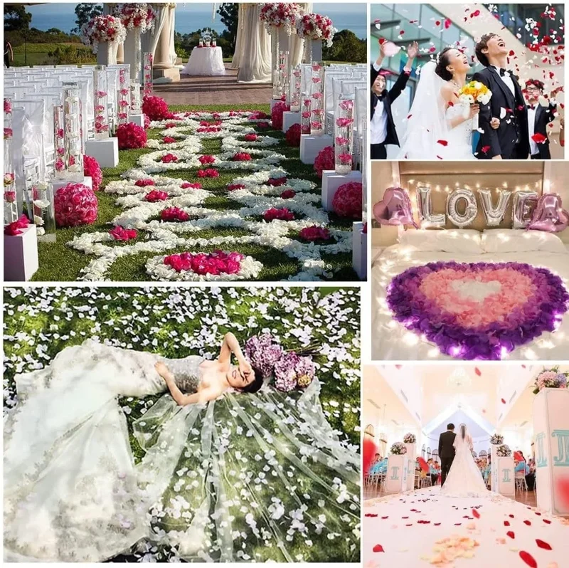 Romantik Beyaz Gül Yaprağı Konfeti 10 Paket 1000 Adet