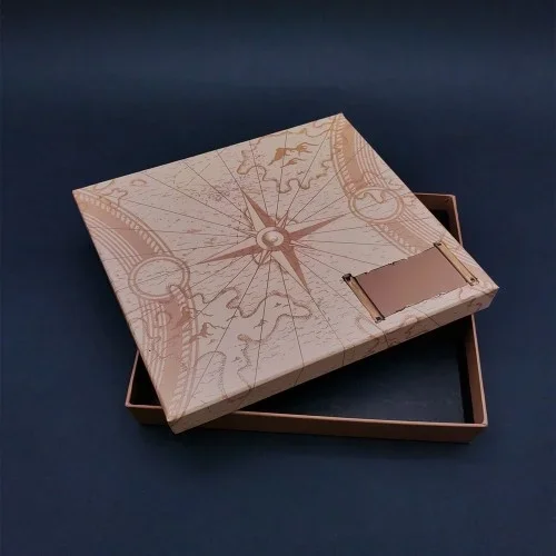 Şık Kutu Pusula Temalı 16x17 Cm Hediye Kutusu