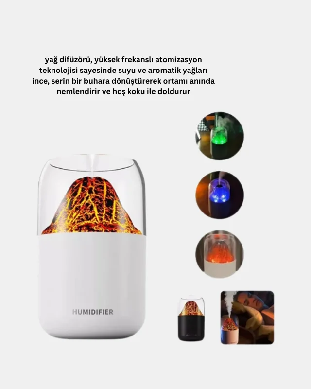 Ultrasonik Alev Efektli Difüzör 280ml Su Tanklı