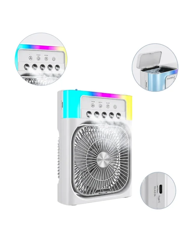 Taşınabilir Su Buharlı Mini Klima Fan Rgb Işıklı