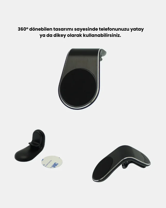 Güçlü Klipsli 360 Derece Manyetik Telefon Tutucu Araç İçi