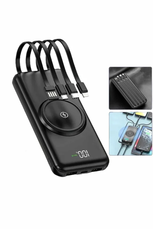Led Ekranlı Kablosuz Powerbank 10000 Mah Hızlı Şarj