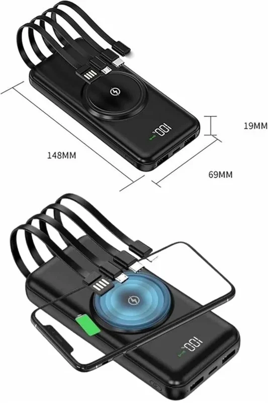 Hızlı Şarjlı Kablosuz Powerbank 10000 Mah Led Ekranlı