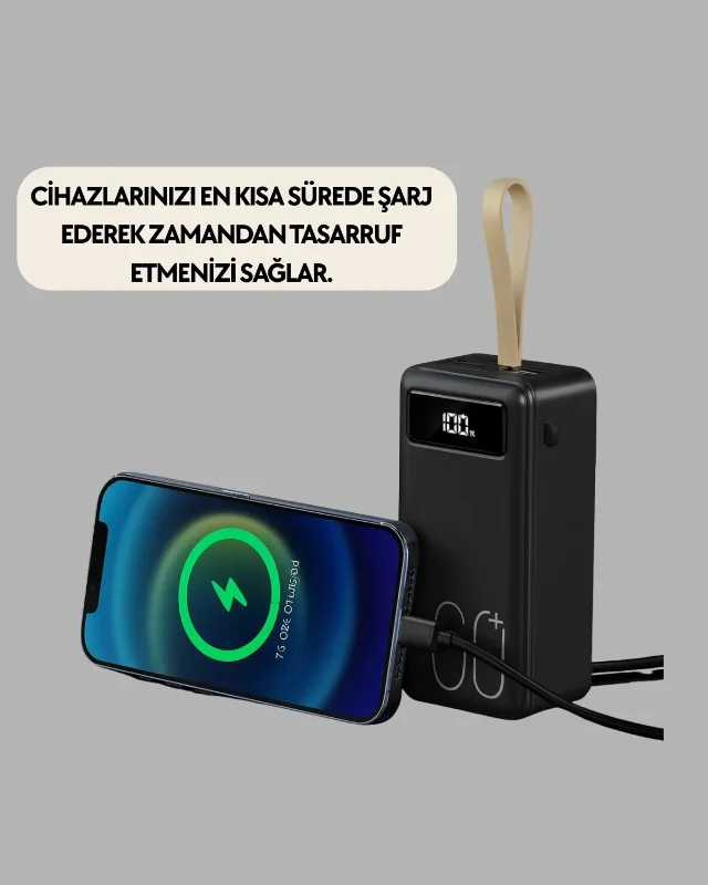 Taşınabilir Çok Fonksiyonlu Powerbank 4 Çıkışlı Led Ekranlı