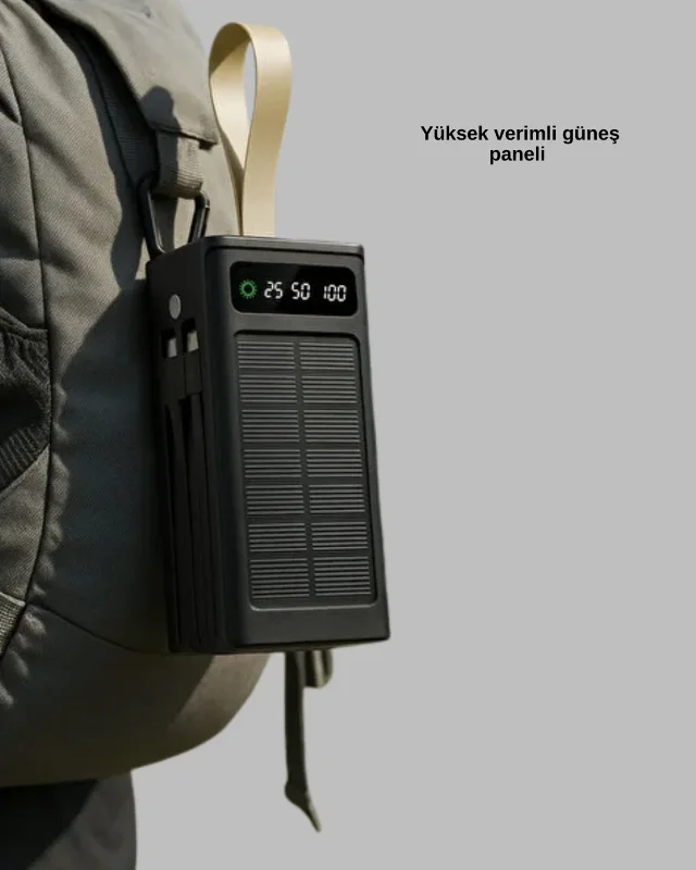 Yeni Nesil Taşınabilir Güneş Panelli Powerbank Çoklu Cihaz Şarj