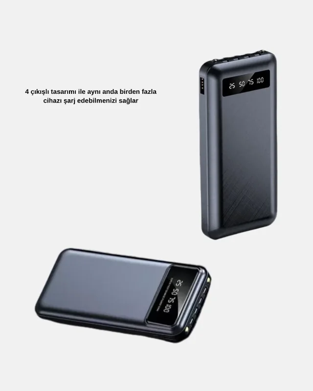 Hızlı Şarjlı 20000 Mah Powerbank 4 Portlu Led Fenerli