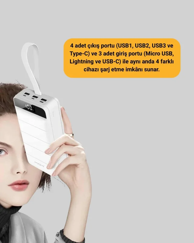 Lightning Ve Type-c Girişli 50000mah Powerbank