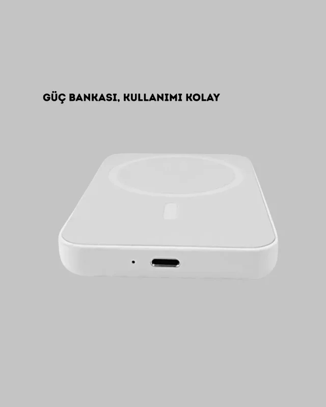 Kompakt Tasarımlı Magsafe Uyumlu Kablosuz Powerbank 15w Hızlı Şarj