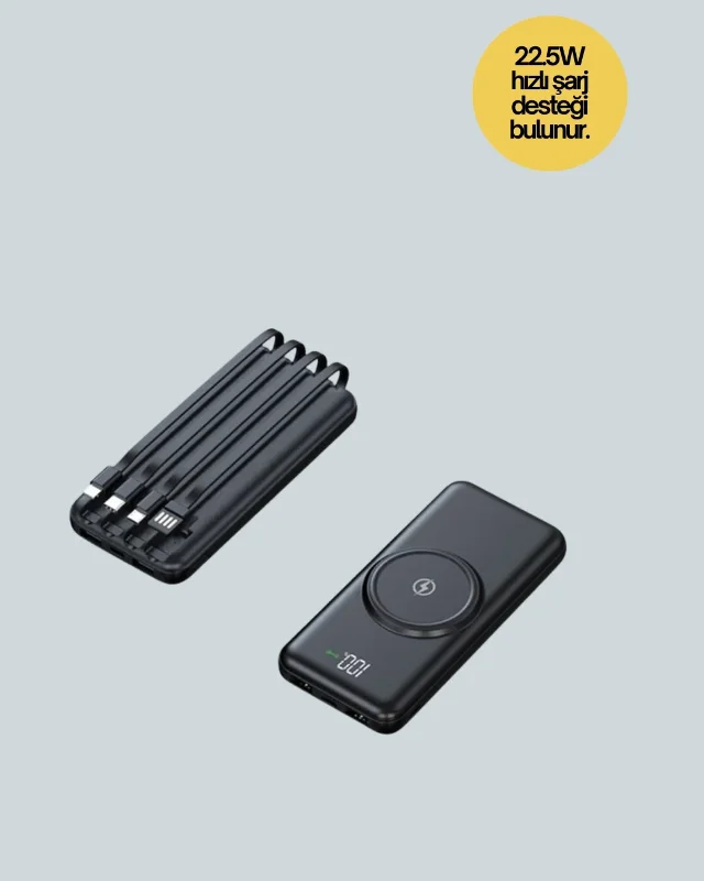 Kablosuz Hızlı Şarj Destekli 10000mah Powerbank Taşınabilir Güç