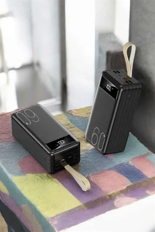 Uzun Süreli 4 Portlu Powerbank 60000 Mah Dijital Göstergeli