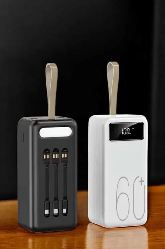 Dijital Göstergeli 4 Portlu Taşınabilir Powerbank 60000 Mah