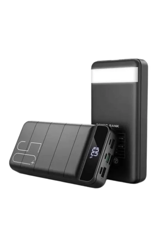 Siyah 50000 Mah Powerbank Çoklu Şarj Girişi Dijital Gösterge