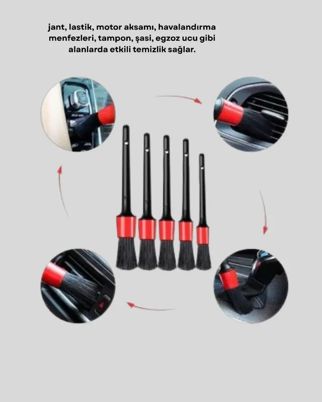 Çok Amaçlı 5'li Temizlik Fırçası Seti Araç İç Dış Jant