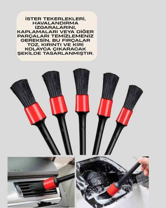5'li Araç Temizlik Fırça Seti-detaylı Temizlik İçin Çok Amaçlı Fırçala