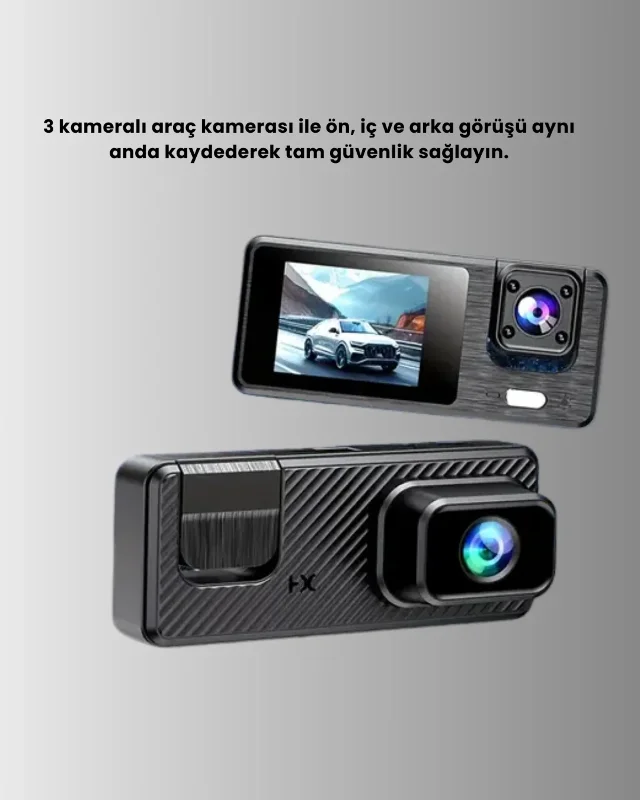 Gece Görüşlü Full Hd Araç Kamerası 1080p 3'lü Sistem