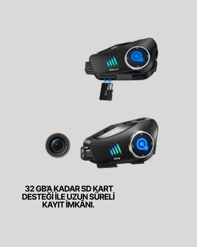 Bluetooth 5.3 Kameralı Motosiklet Kask Kulaklığı 1080p Hd
